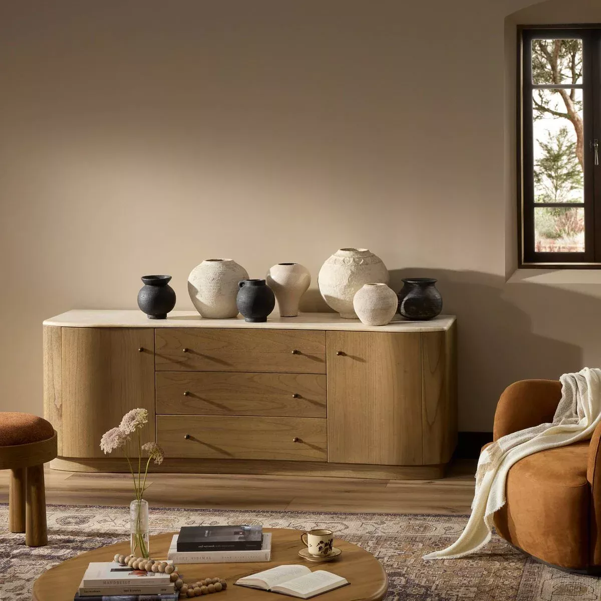 Four Hands Boa Media Console in Sandy Mindi