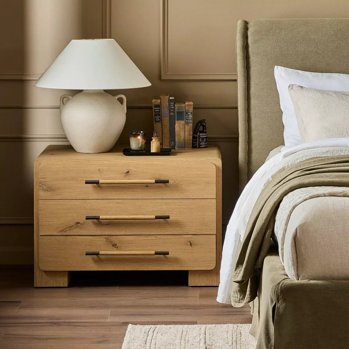 Four Hands Eden Nightstand in Aged Smoked Oak Veneer
