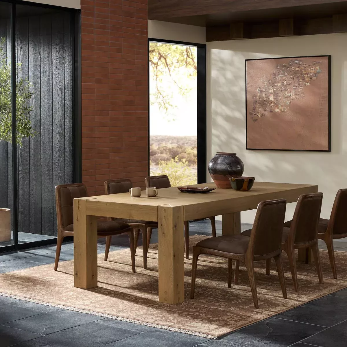 Four Hands Emmer Dining Table in Aged Smoked Oak