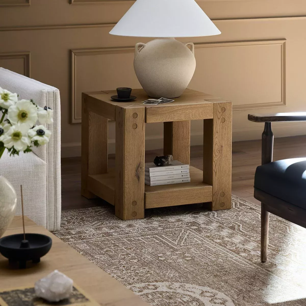 Four Hands Emmer End Table in Aged Smoked Oak