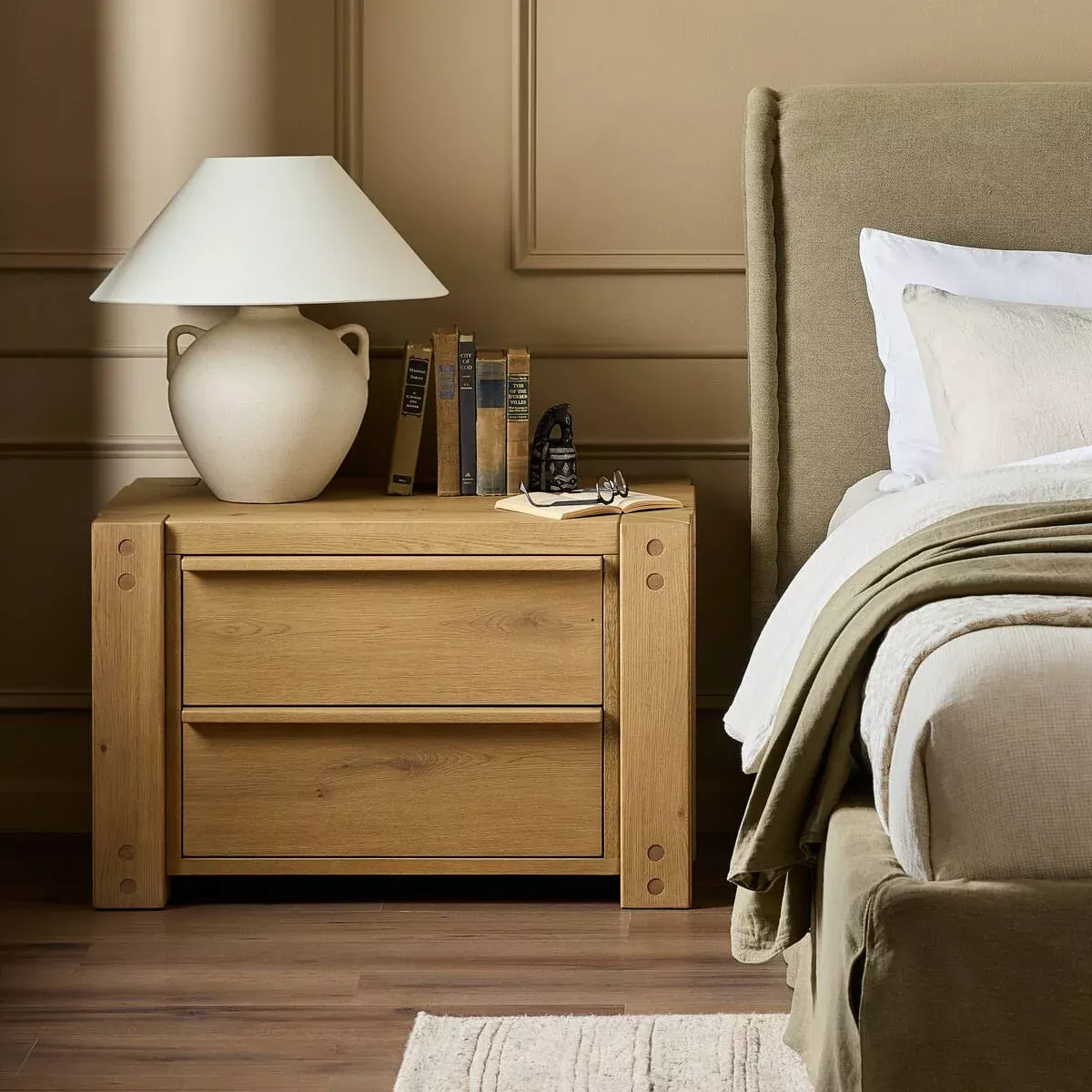 Four Hands Emmer Nightstand in Aged Smoked Oak