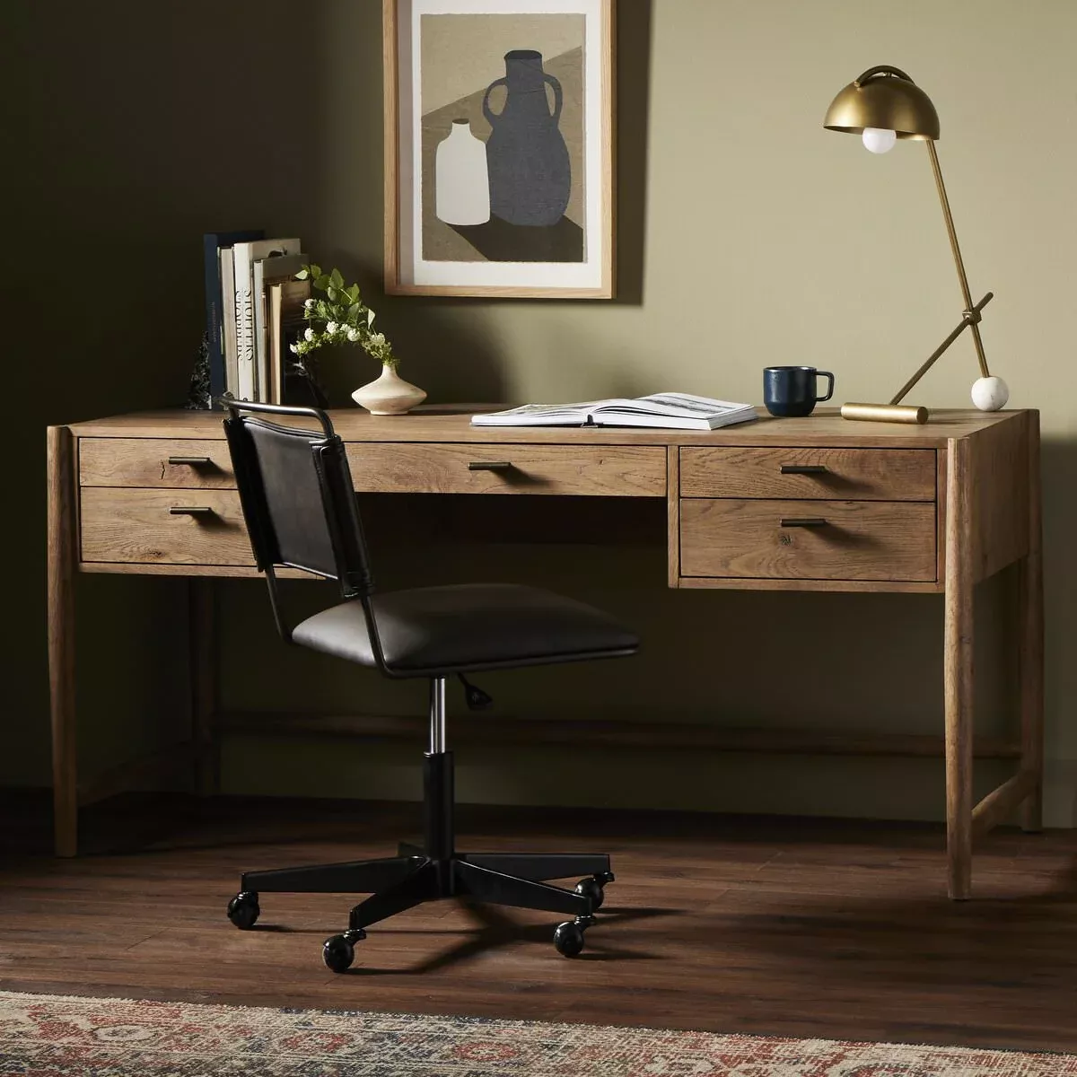 Four Hands Glenview Desk in Weathered Oak Veneer