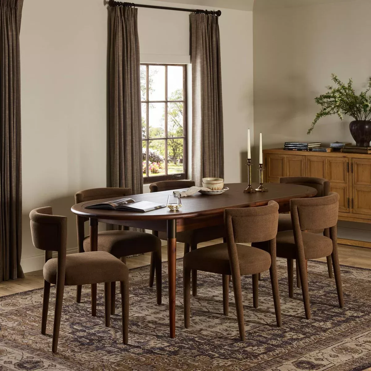 Four Hands Harper Oval Extension Dining Table 84-104" in Toasted Walnut