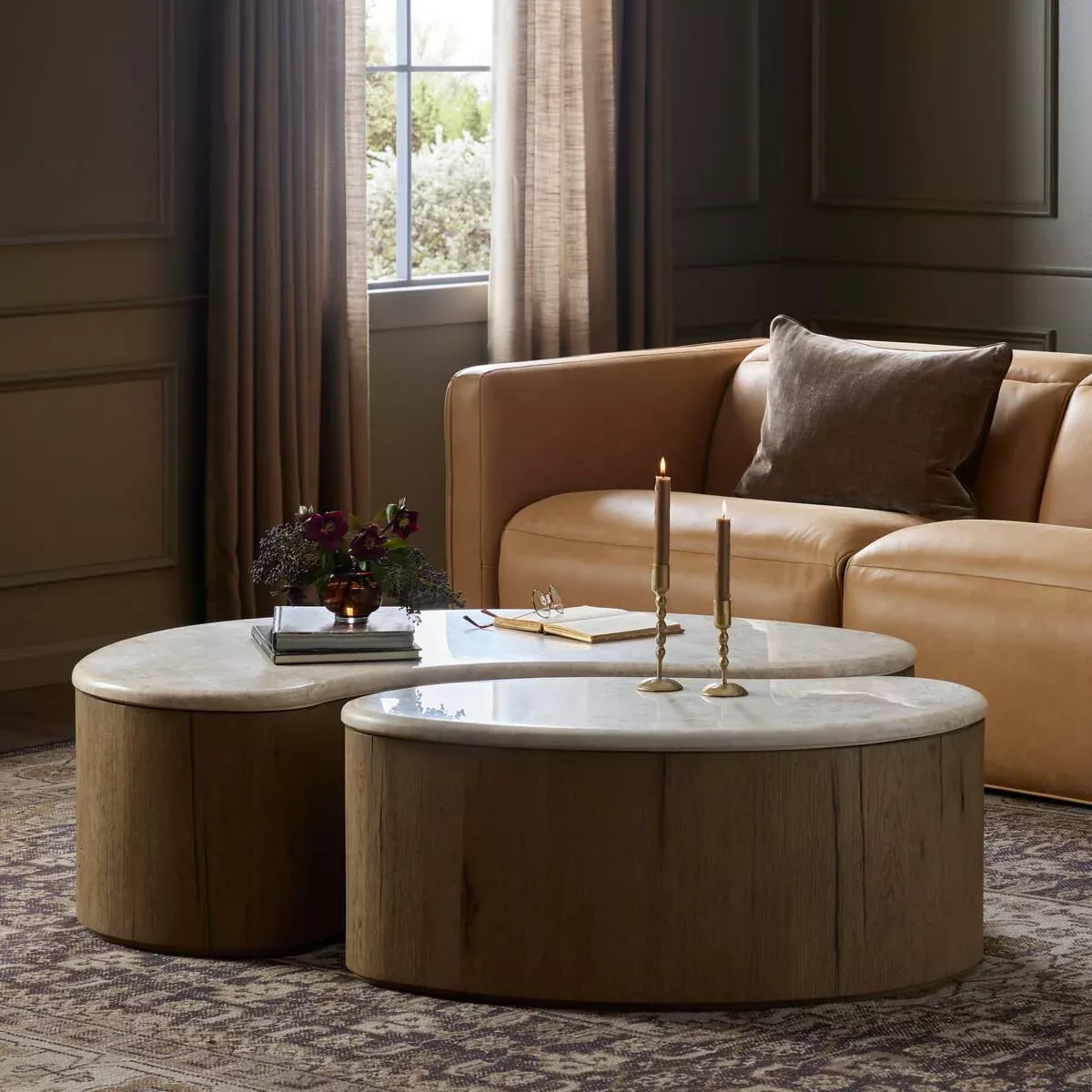 Four Hands Ingrid Coffee Table in Cappuccino Marble
