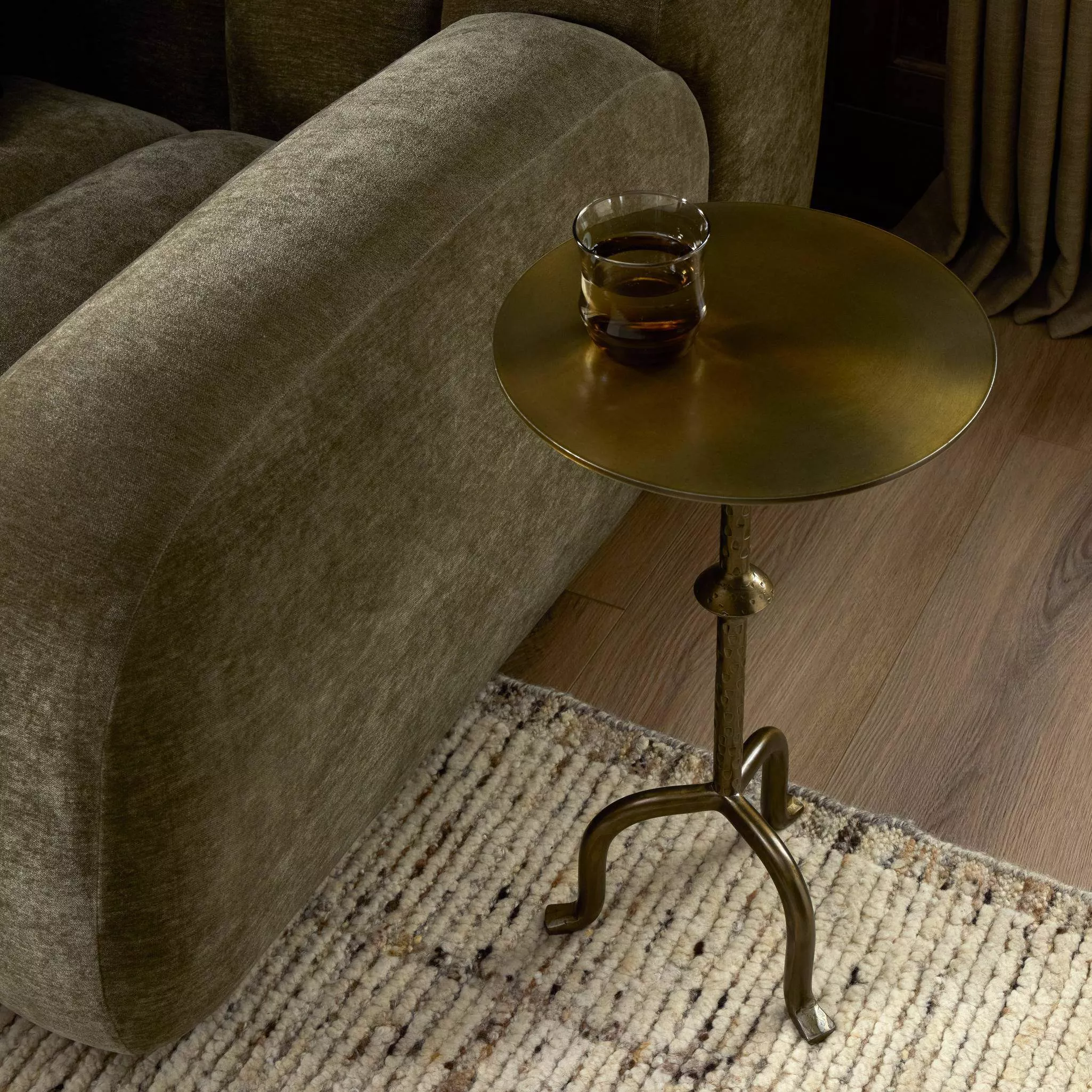 Four Hands Jocelyn End Table in Dark Brass