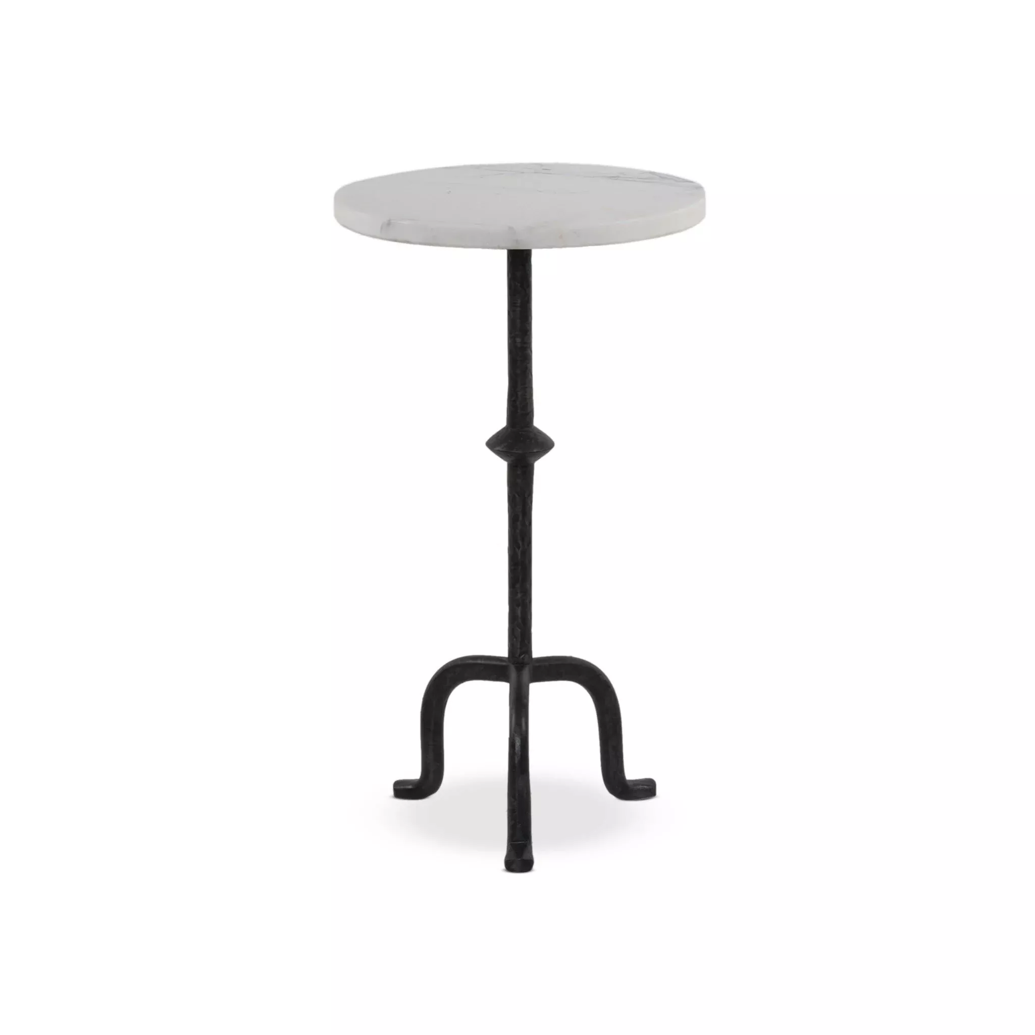 Four Hands Jocelyn End Table in Veined White Marble