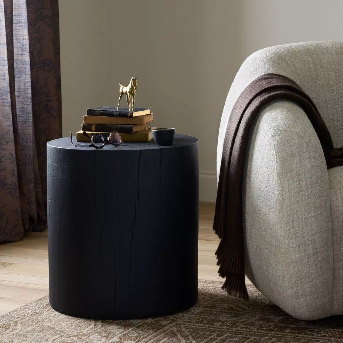 Four Hands Layo End Table in Black Resin