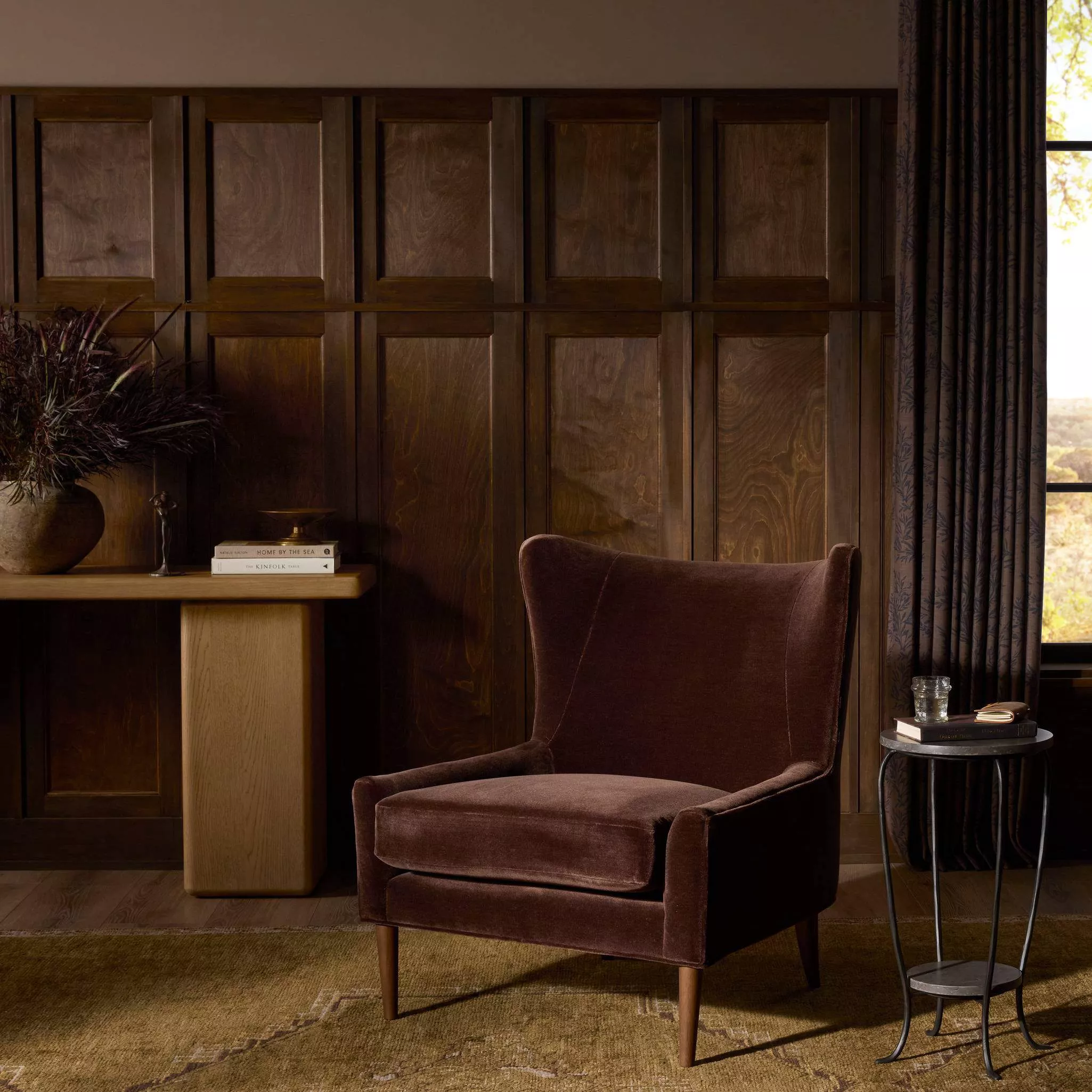 Four Hands Marlow Wing Chair in Monte Chocolate