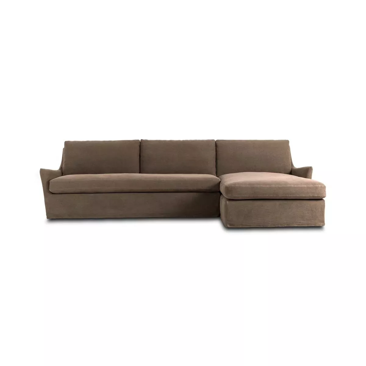 Four Hands Monette 2-Piece Sectional Right Chaise in Broadway Coffee