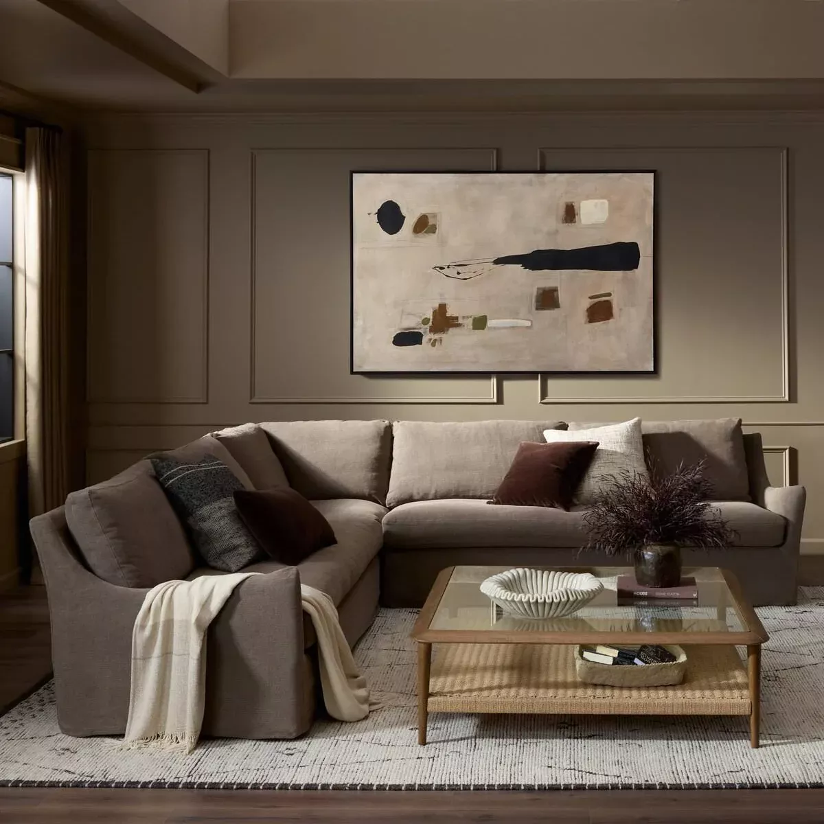 Four Hands Monette 3Pc Sectional in Broadway Coffee