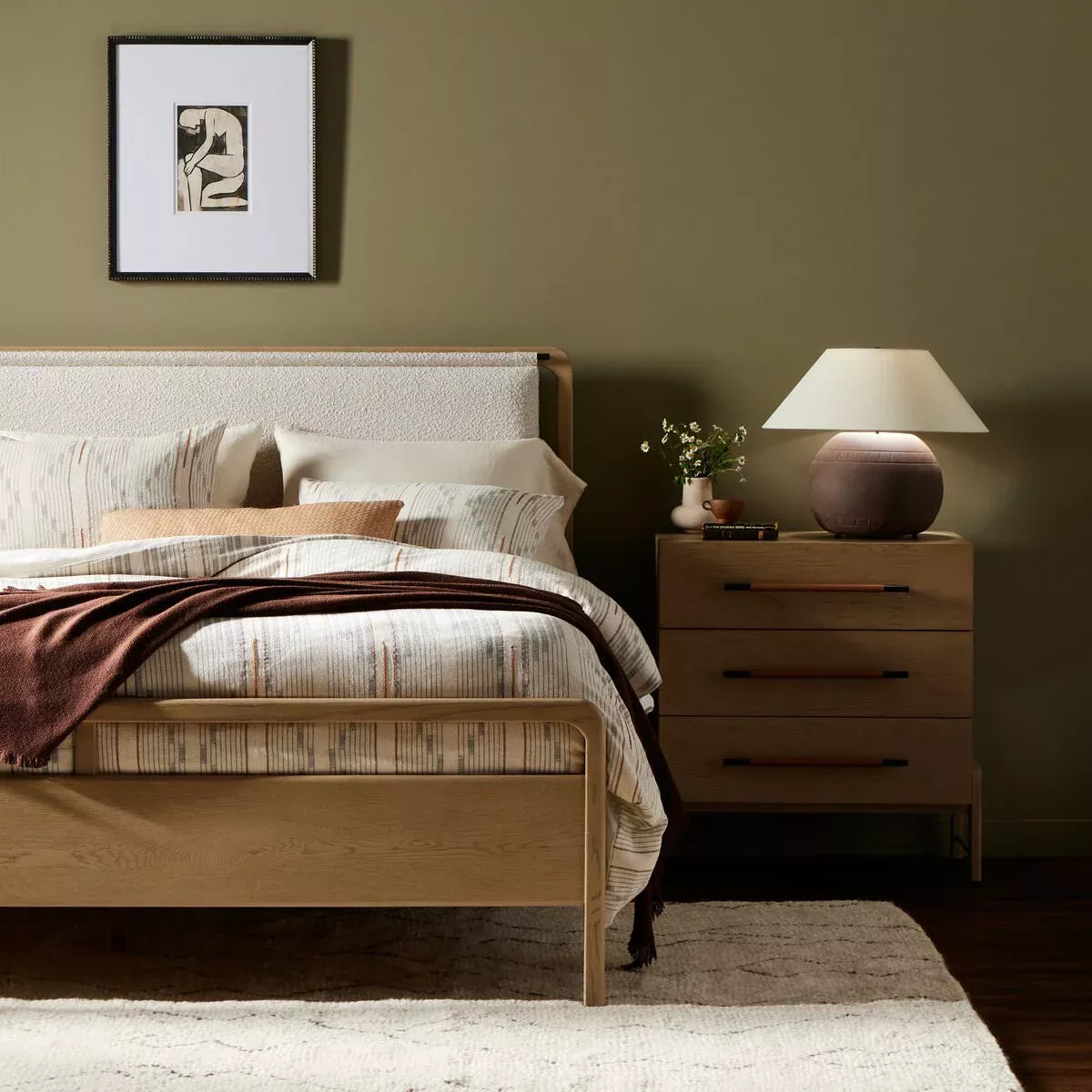 Four Hands Queen Rosedale Bed in Knoll Natural