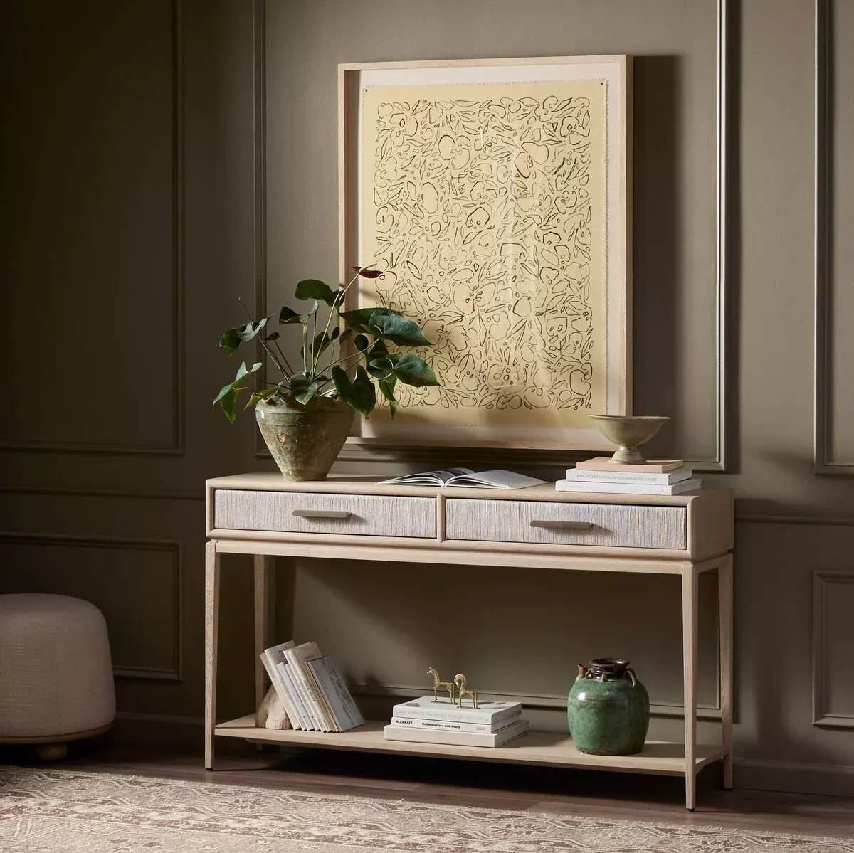 Four Hands Rosenell Console Table 60" in Natural Oak Solid