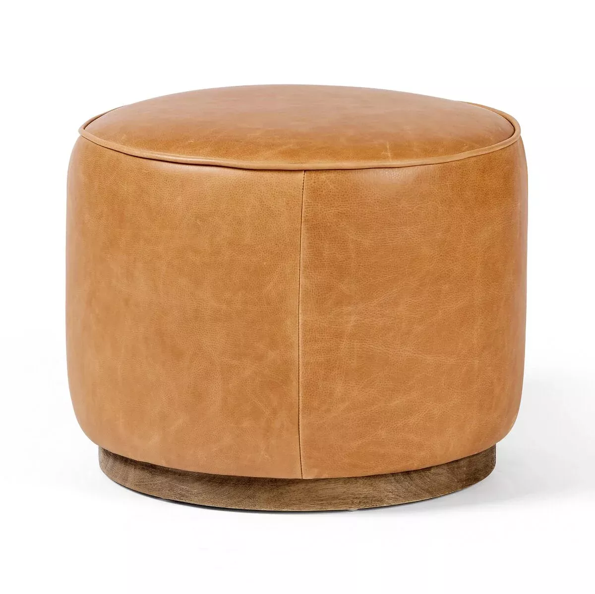 Four Hands Sinclair Round Ottoman in Palermo Butterscotch