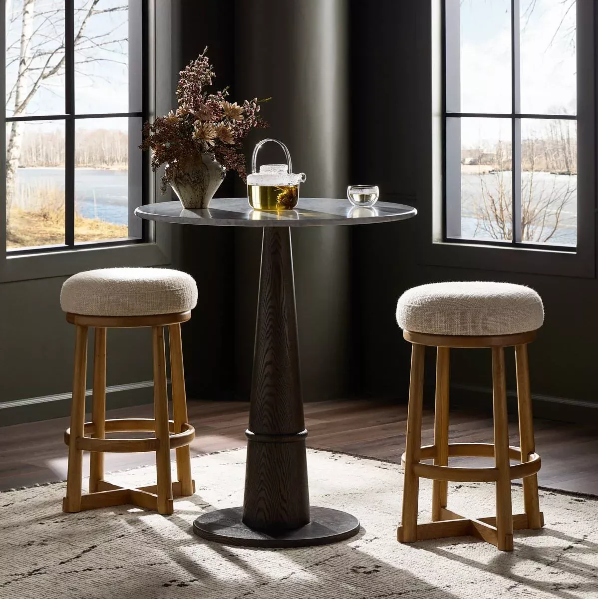 Four Hands Staria Swivel Counter Stool in Saxon Sand