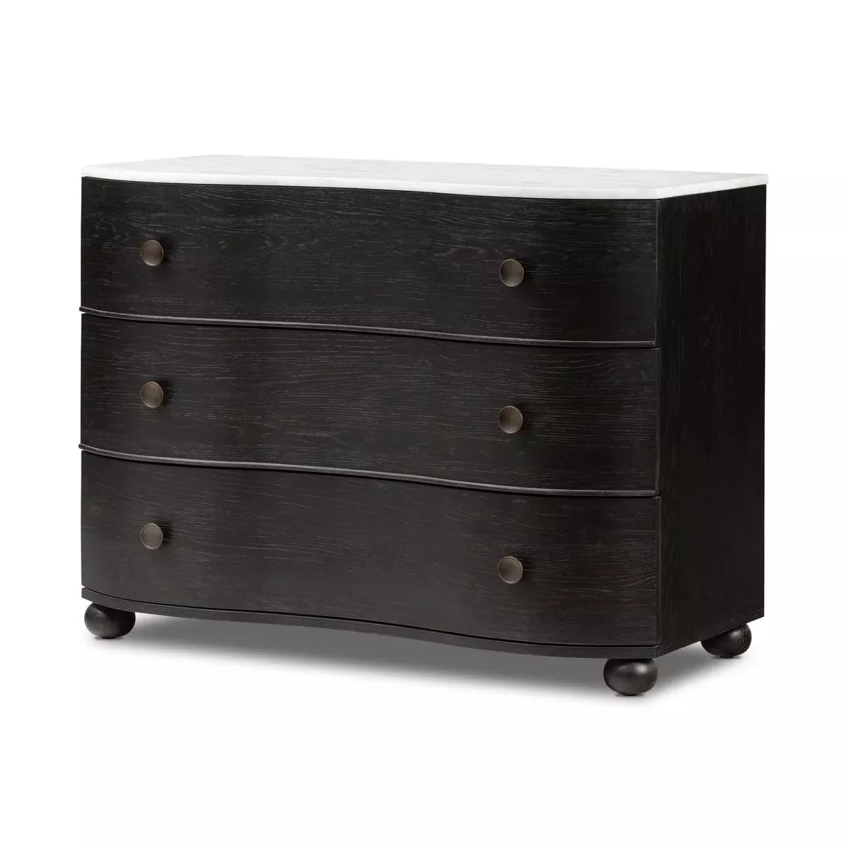 Four Hands Tiago Marble Chest in Distressed Black