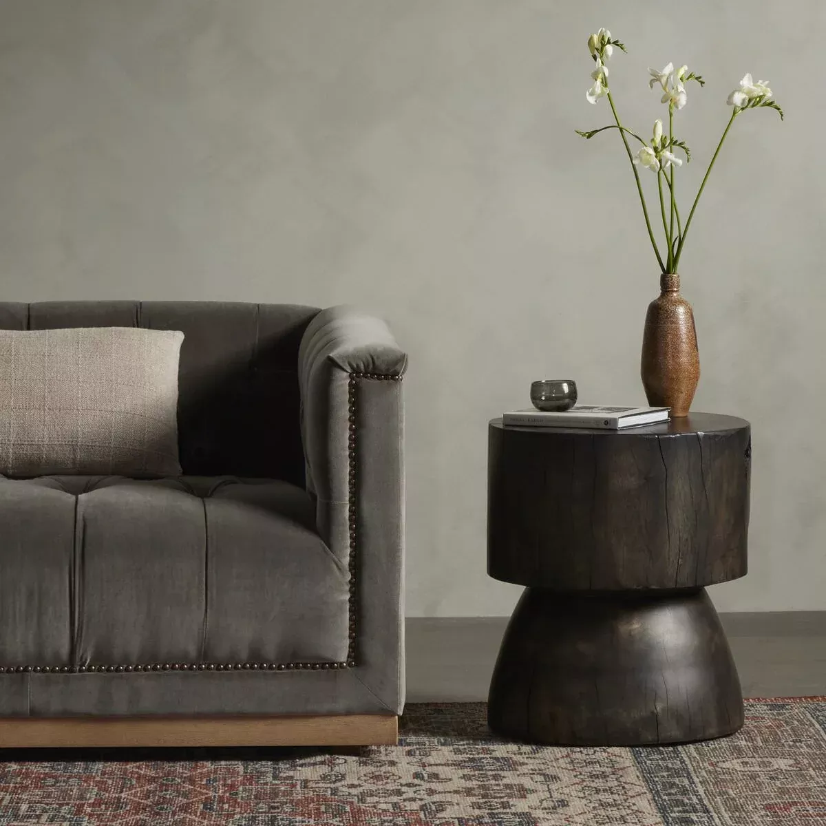 Four Hands Tino End Table in Rubbed Black