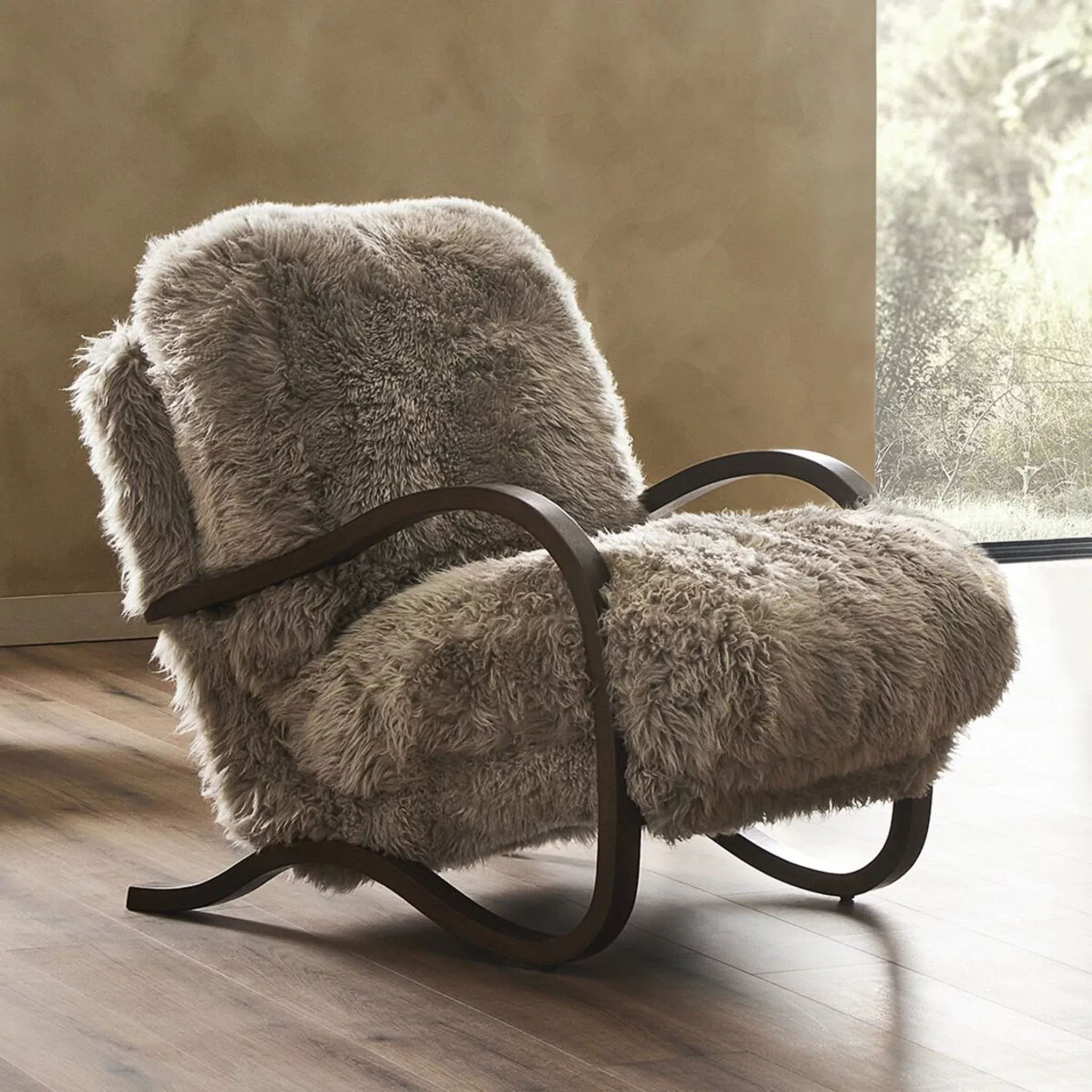 Four Hands Tobin Chair in Taupe Mongolian Fur