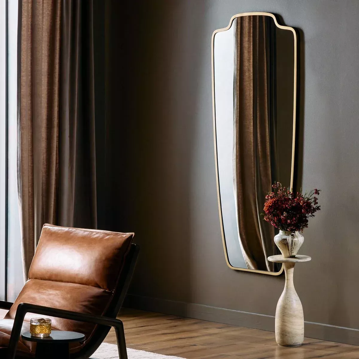 Four Hands Vault Mirror in Antique Brass
