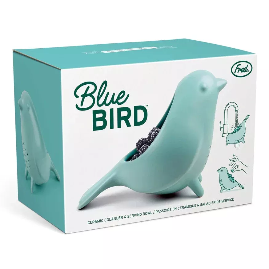 Fred Blue Bird Ceramic Colander
