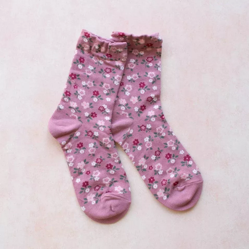 Garden Flower Socks in Pink