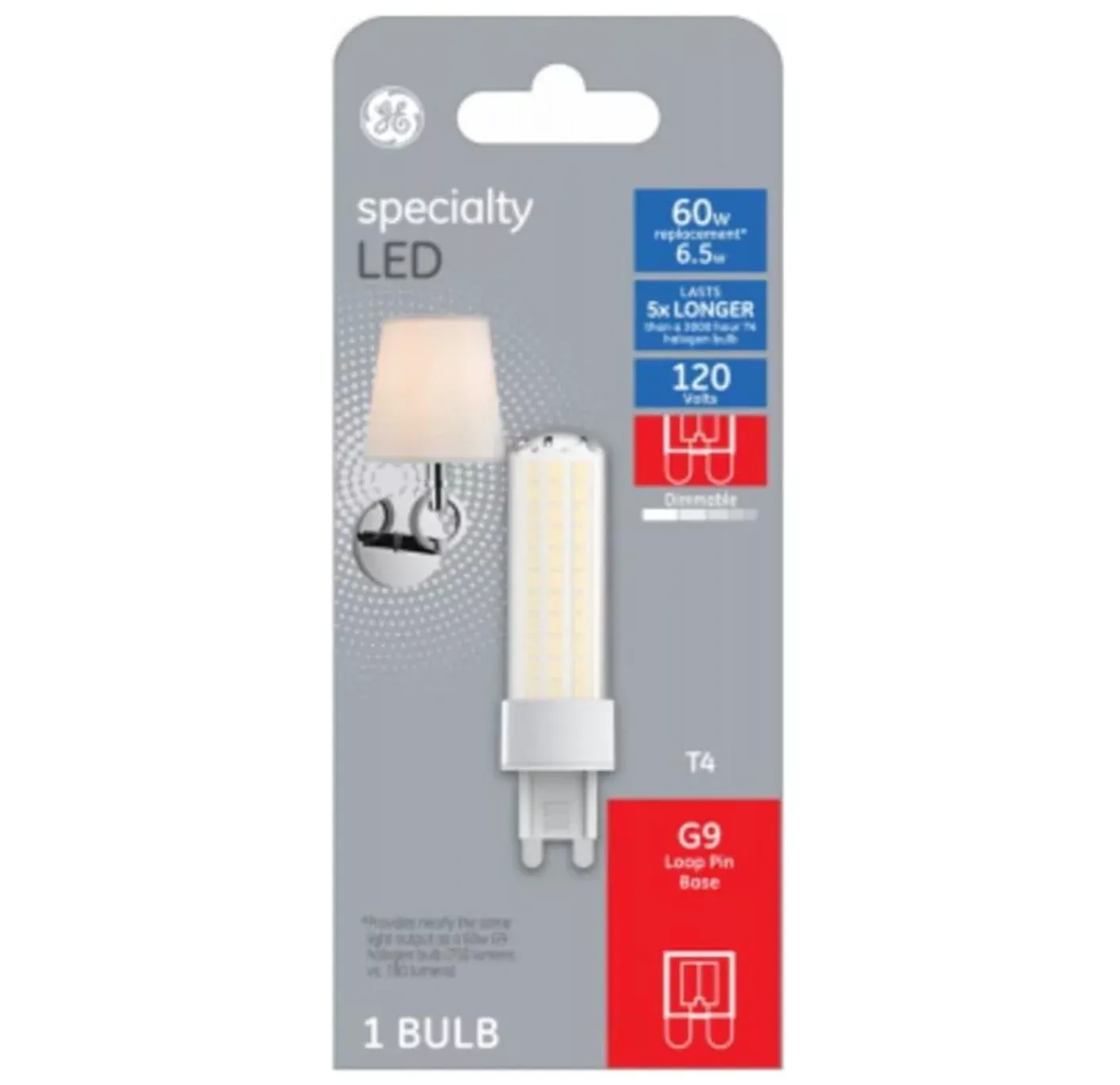 GE LED Soft White G9 Double Loop Base Dimmable 6.5w – 60W Equivalent