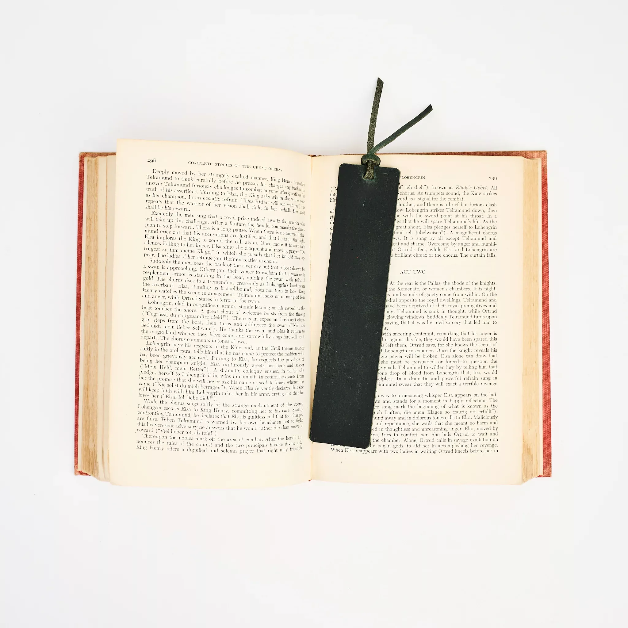 Genuine Leather Bookmark in Green