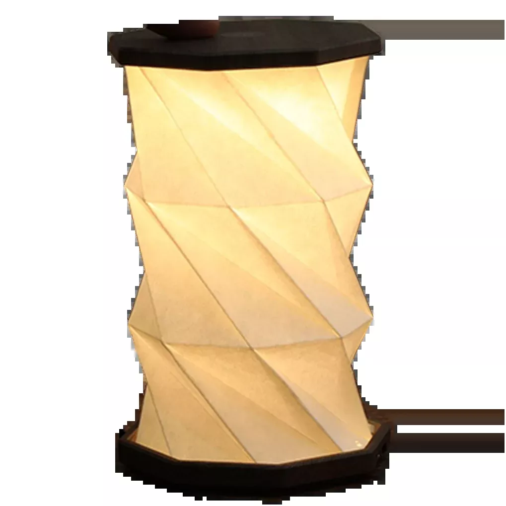 Gingko Folding Twist Mini Hexagon Lamp – Slate Black – 3.25" x 6"
