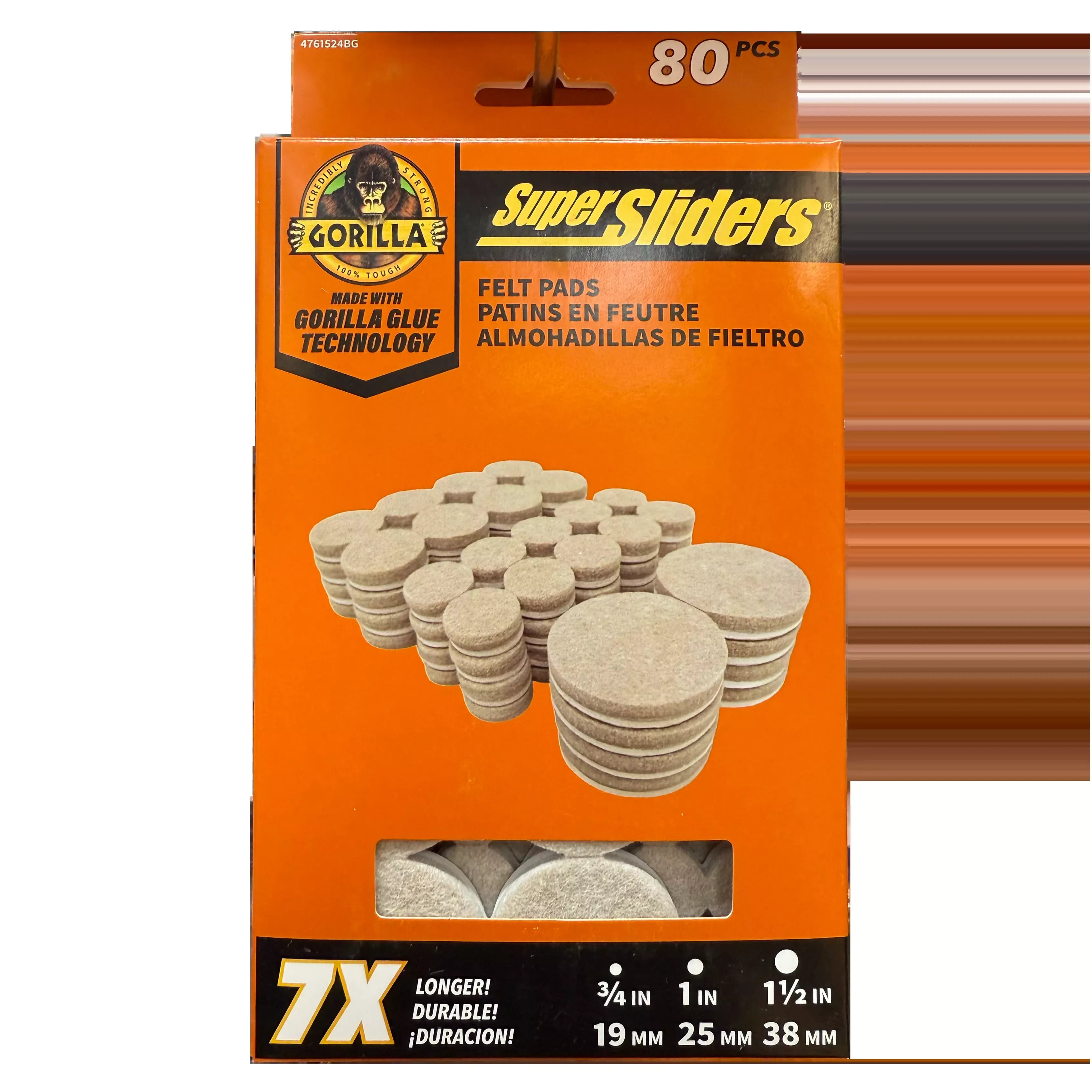 Gorilla Super Sliders Heavy Duty Beige Felt Pads – Assorted Sizes – 80 Pack