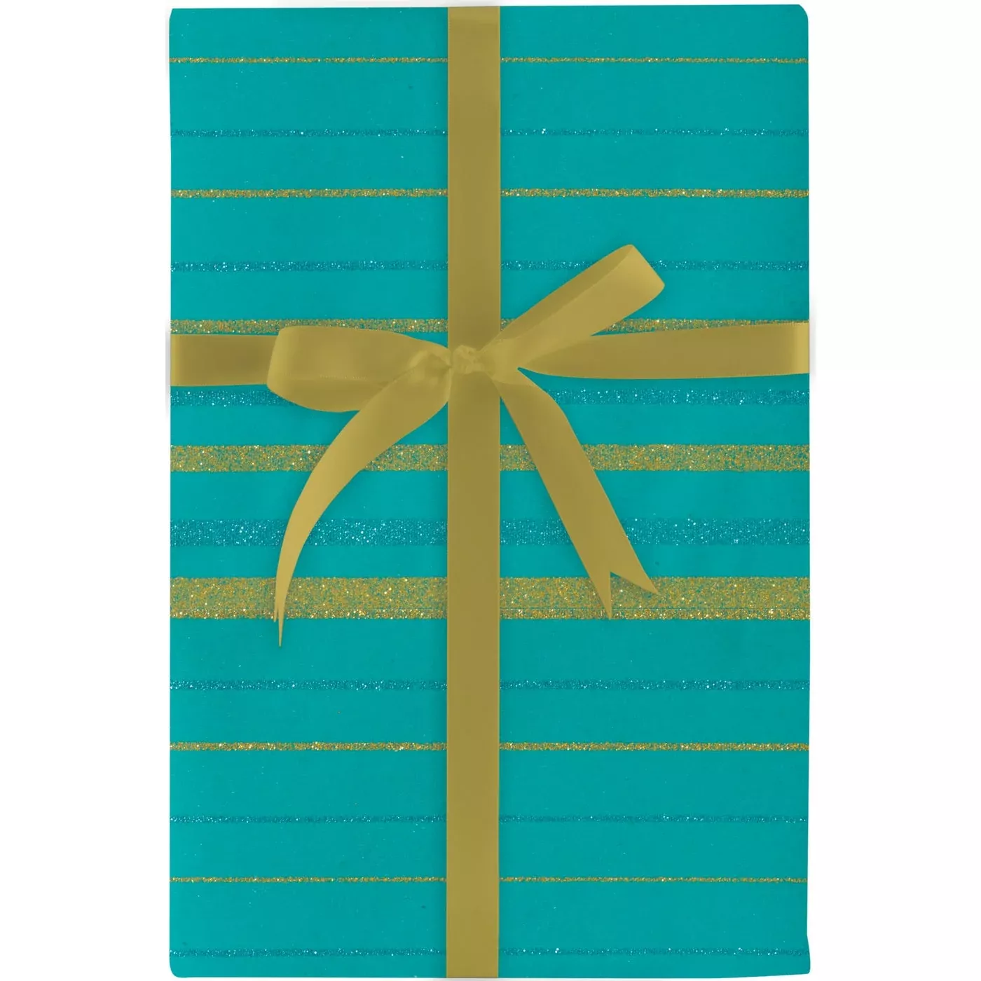 Gradient Stripes Teal & Gold Gift Wrap Roll - 30" x 5' Roll –Local Delivery Only