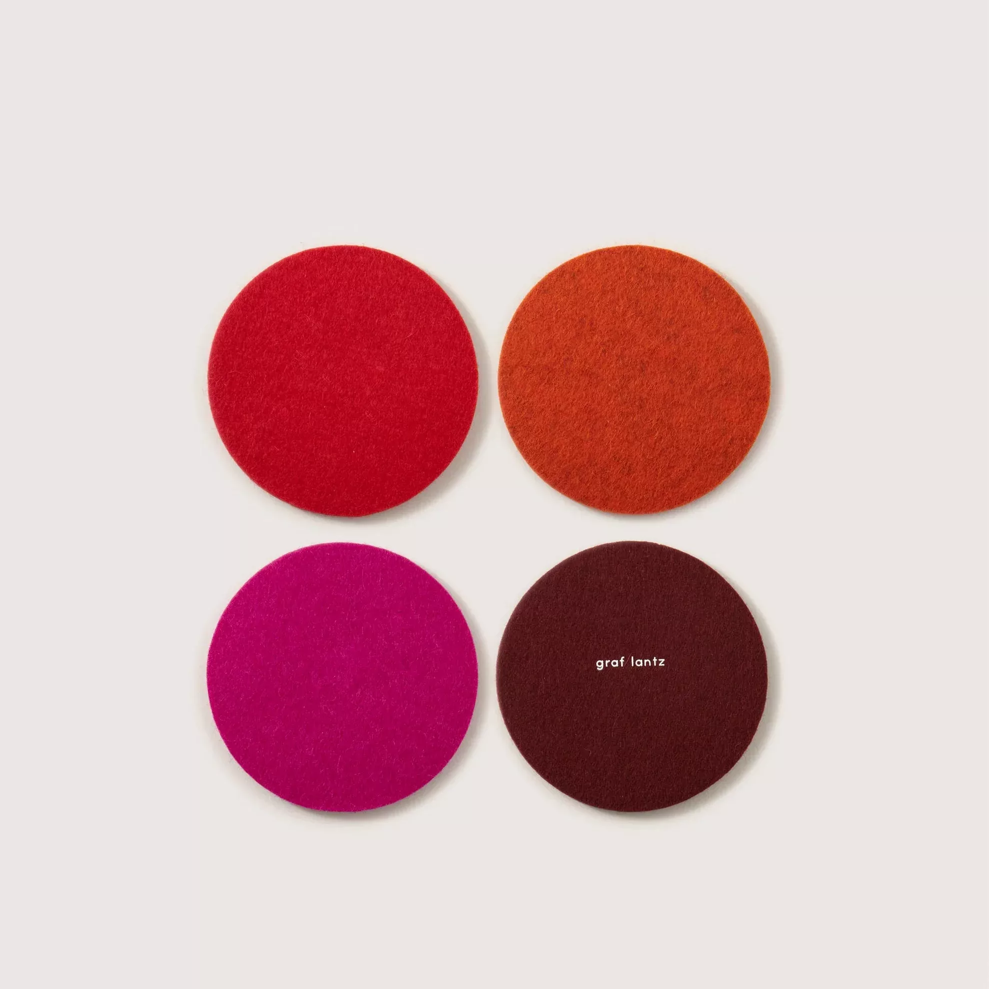 Graf Lantz Merino Wool Round Coaster Multi 4 Pack in Bordeaux