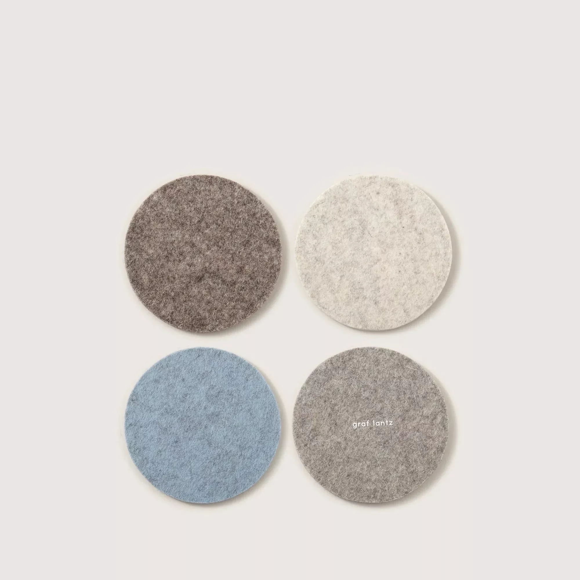 Graf Lantz Merino Wool Round Coaster Multi 4 Pack in Cobblestone