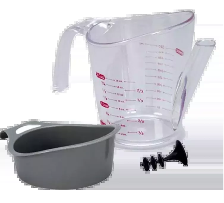 Gravy Fat Separator With Strainer & Stopper Set – 2 Cup