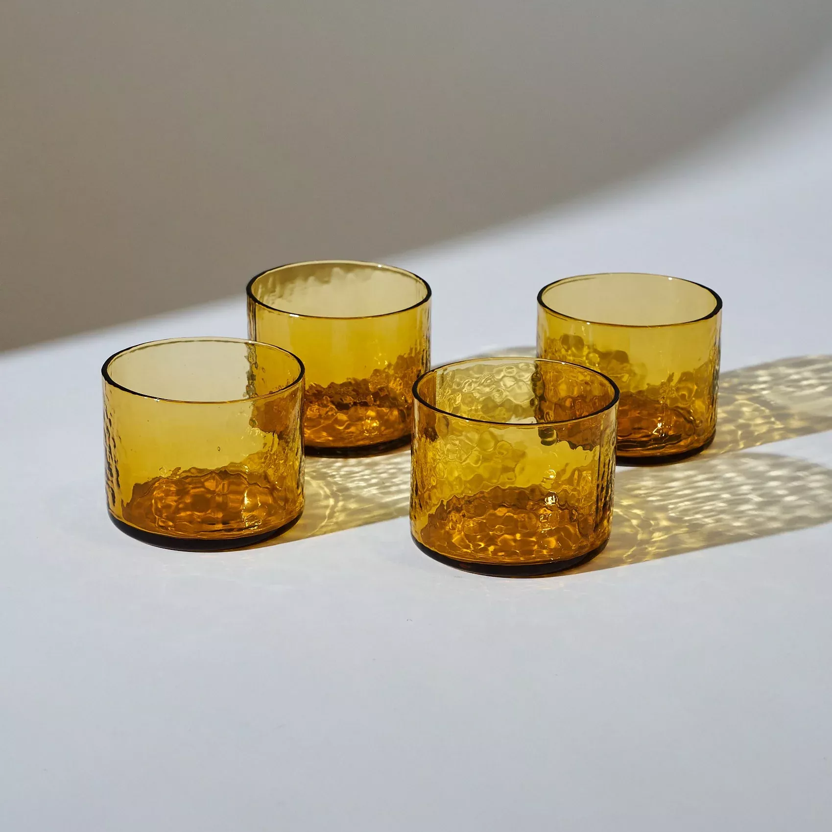 Hammered Amber Drinking Glass