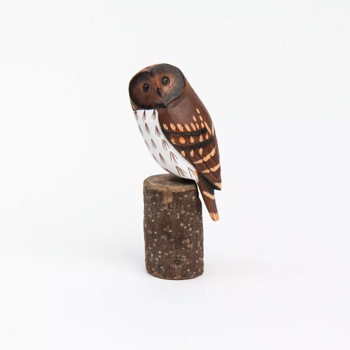 Hand Carved Wood Mini Barred Owl