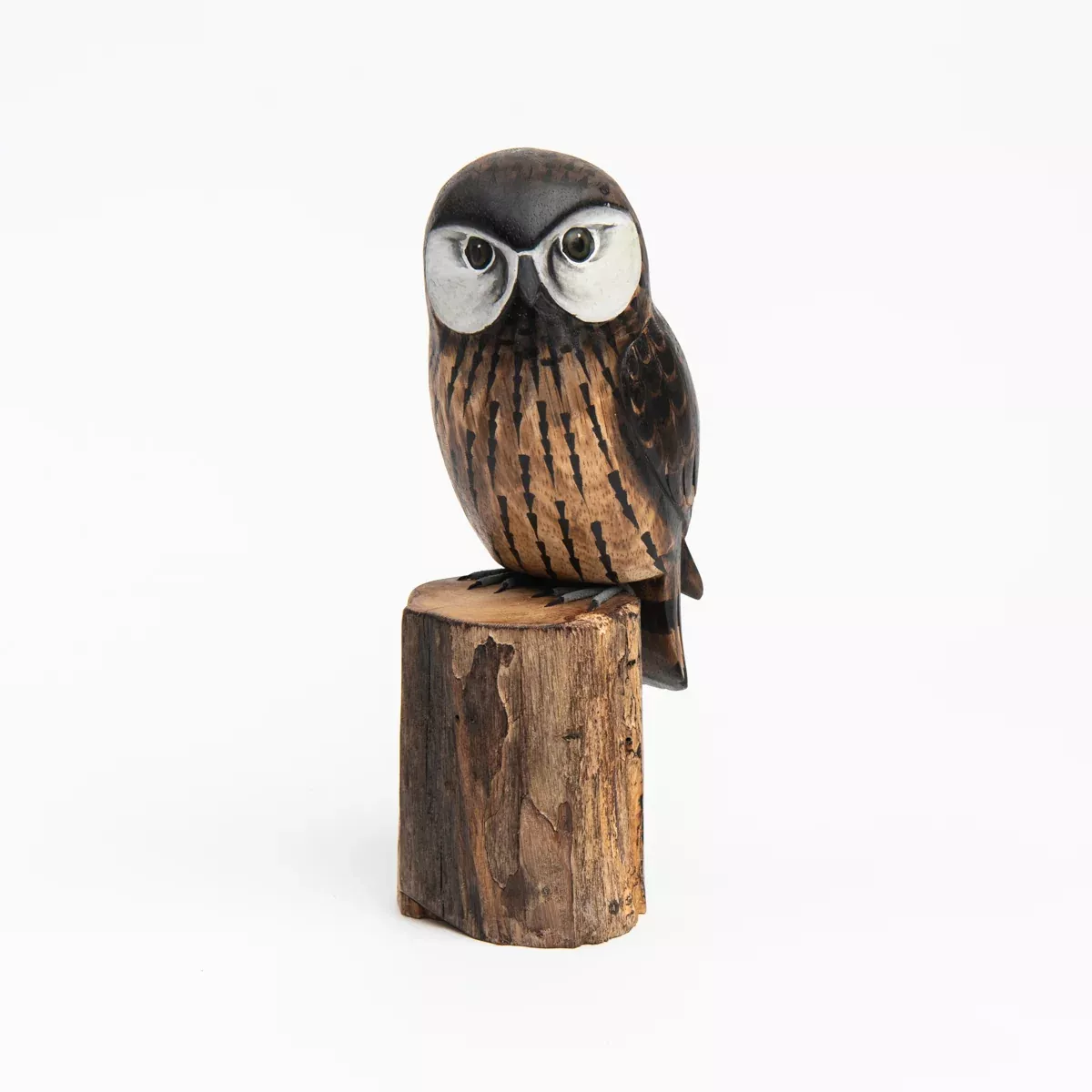 Hand Carved Wood Saw Whet Owl