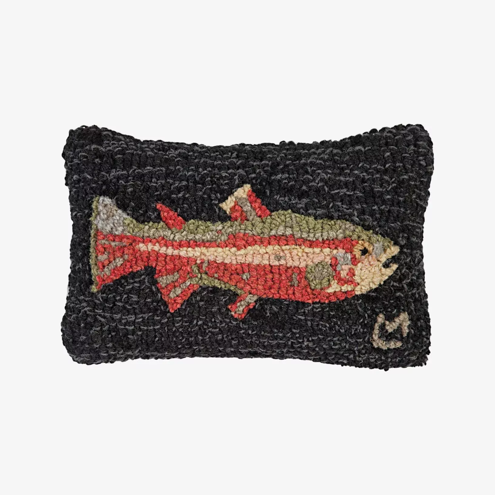Hand Hooked Steelhead Trout Throw Pillow