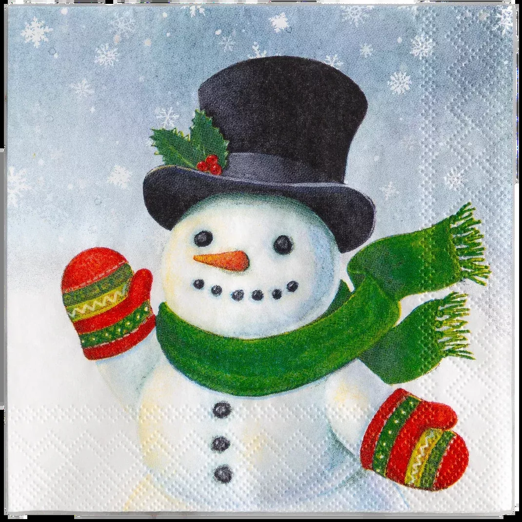 Hester & Cook Beverage Napkin – Snowman – 20pk