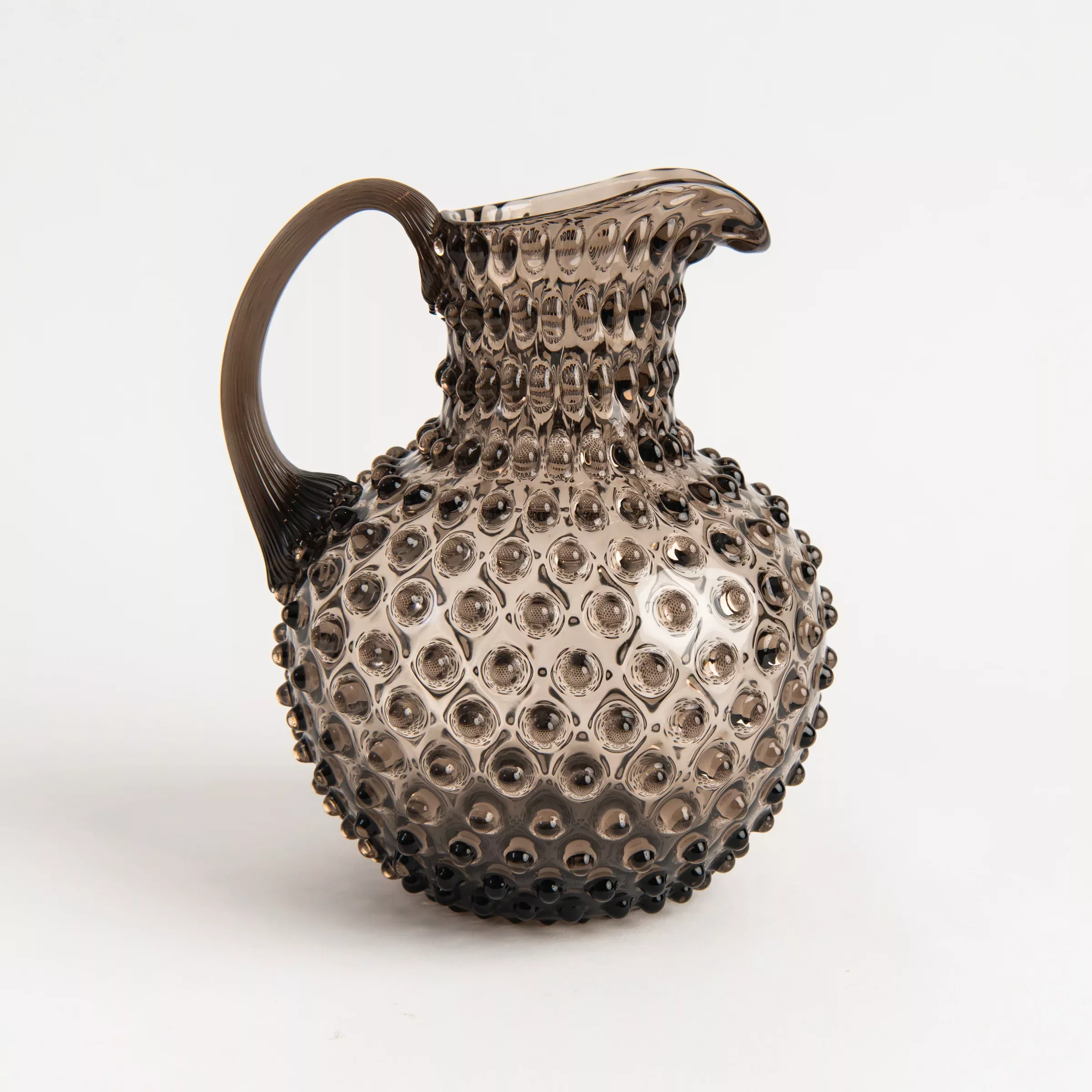 Hobnail Glass Pitcher in Smoky Amaro