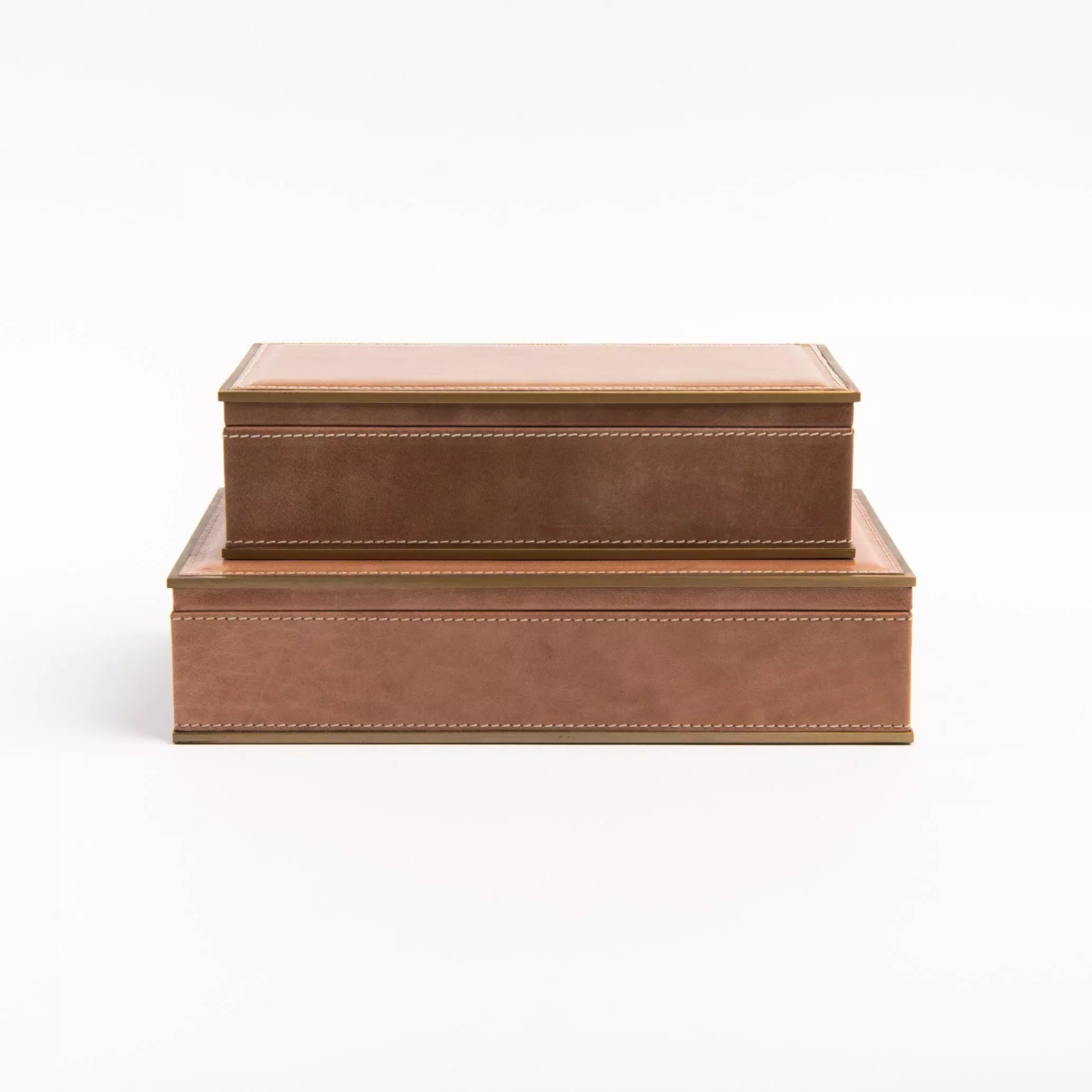 Large Allerona Leather Box with Brass Trim