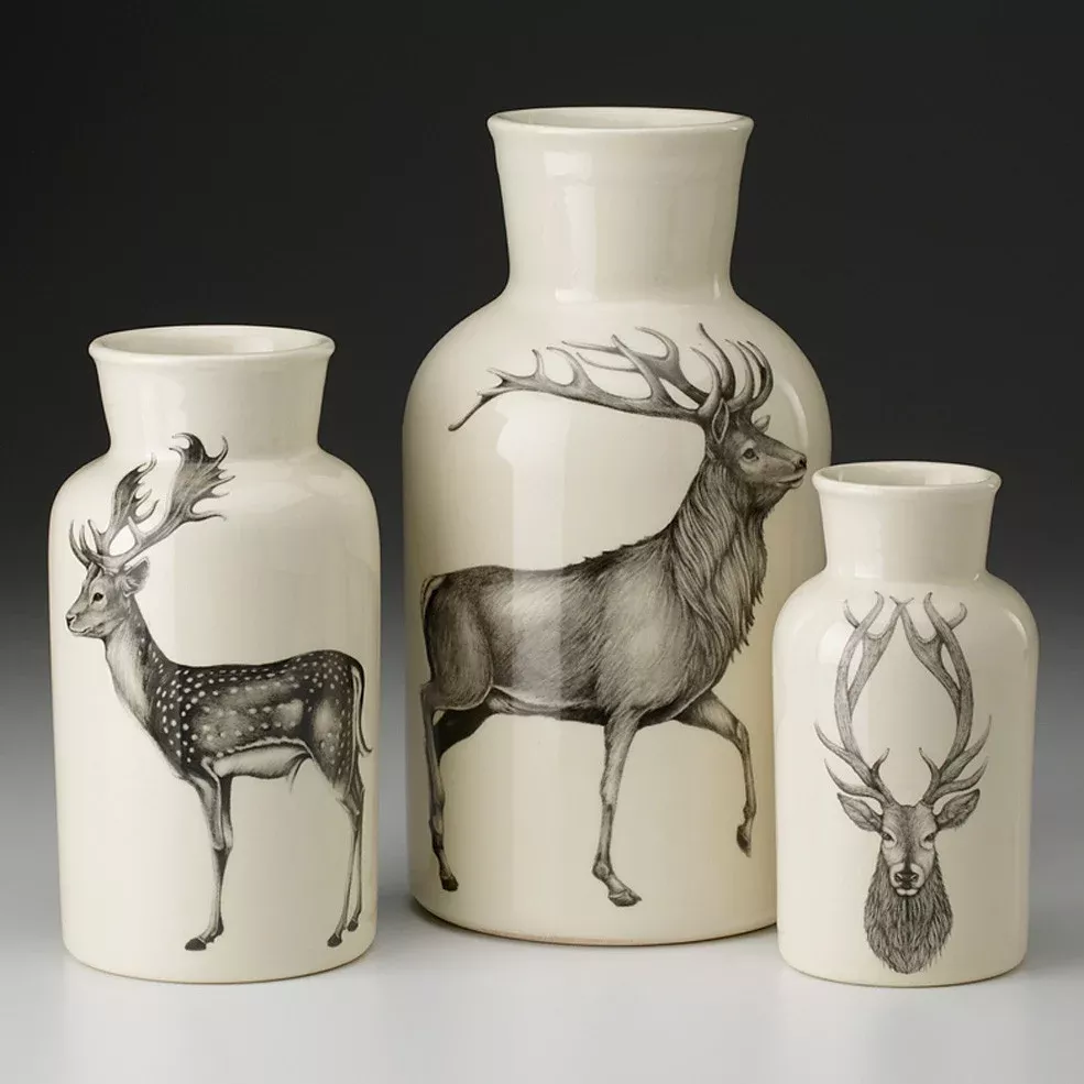 Laura Zindel Deer Jars - Set of 3