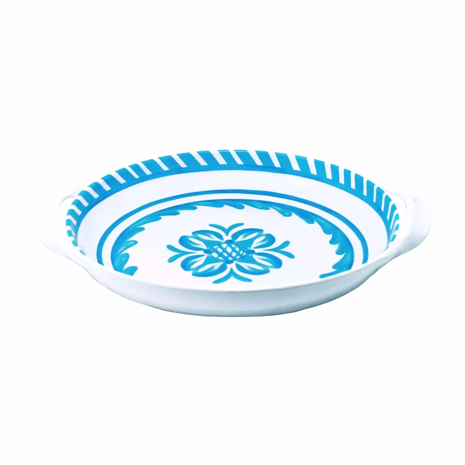 Le Cadeaux Melamine Small Shallow Handled Bowl – Sicily Teal – 11"