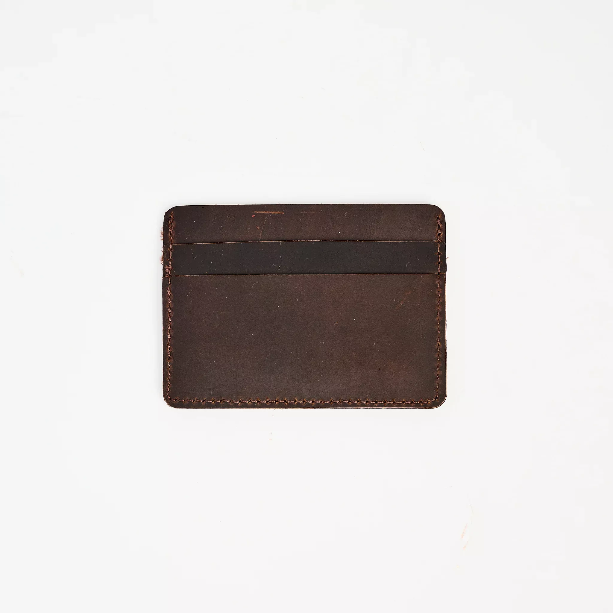 Leather Card Holder Wallet in Dark Brown