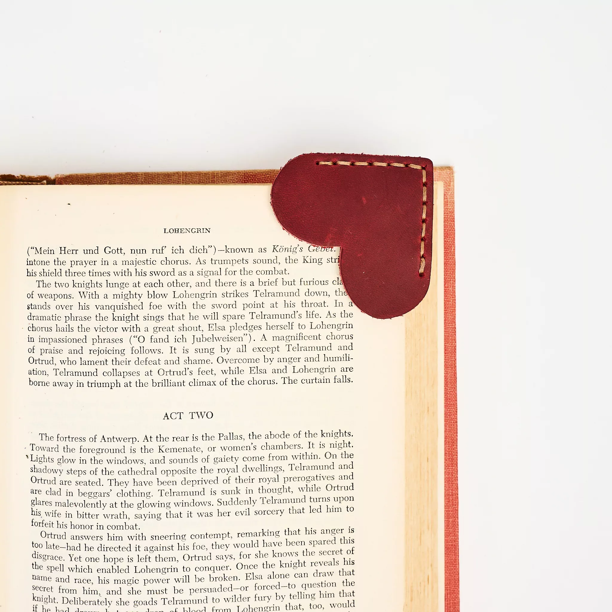 Leather Heart Bookmark in Red