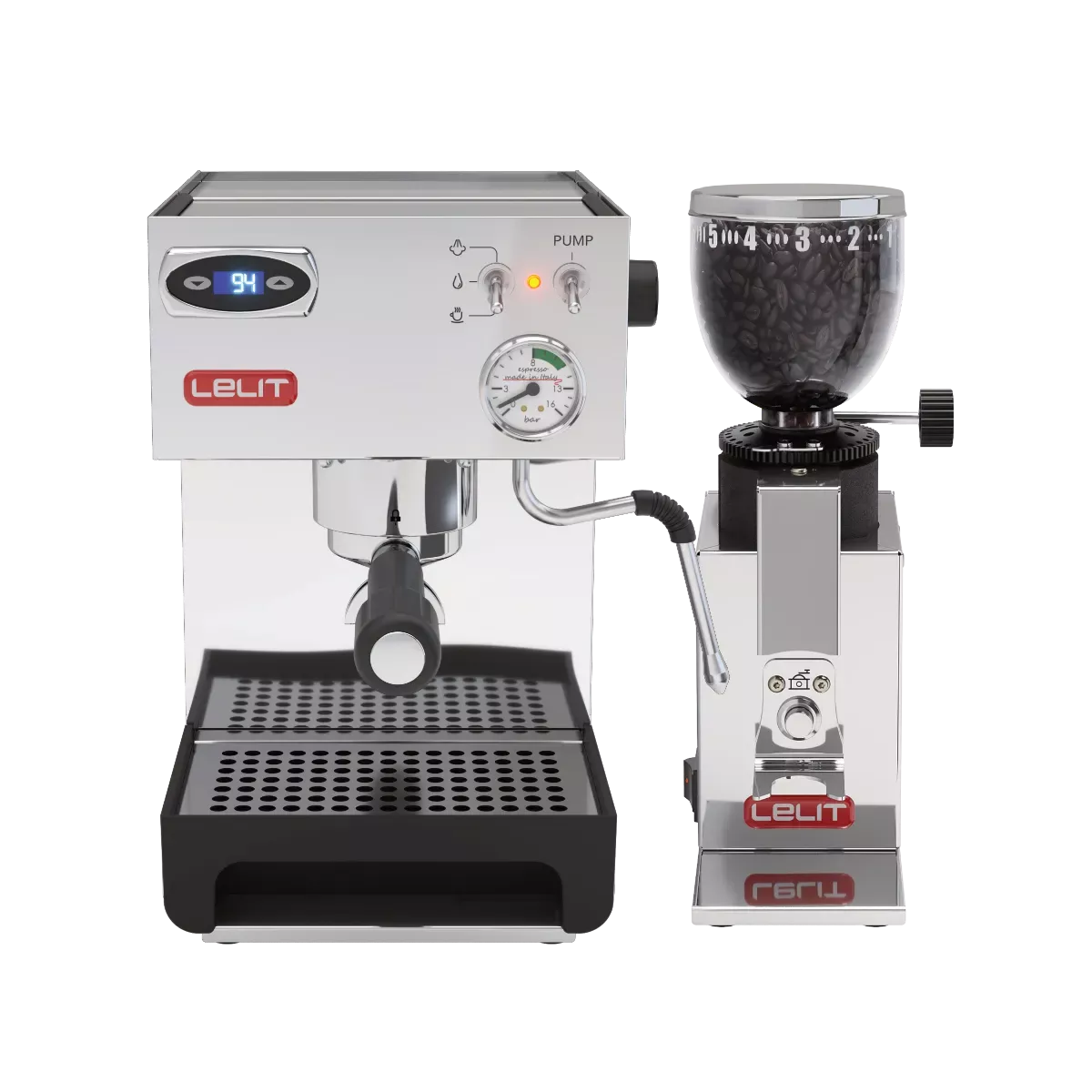 Lelit Anna 2 PL41TEM Espresso Machine (Stainless Steel) and Lelit Fred Grinder Bundle