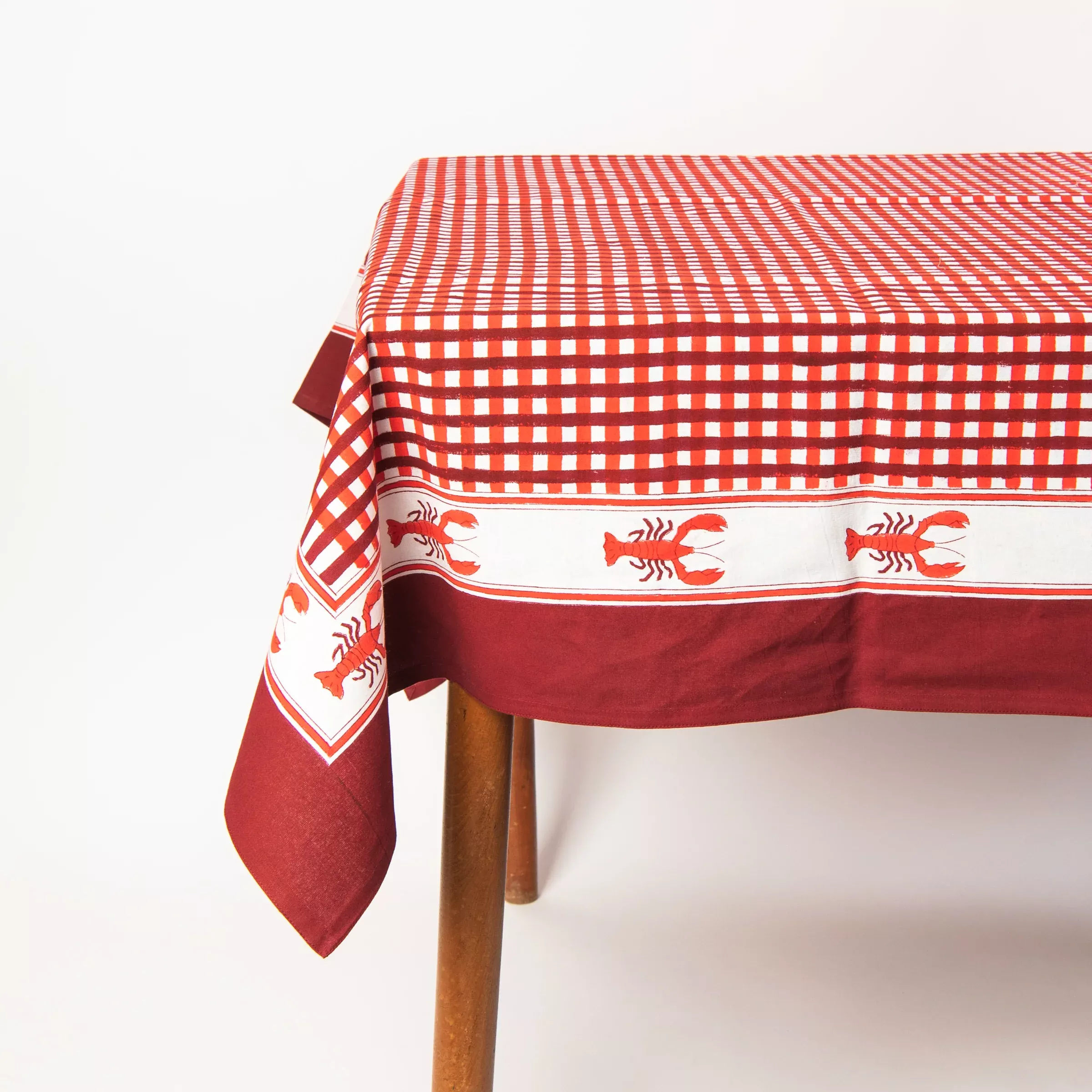 Lobster Blockprint Tablecloth, 60" x 90"