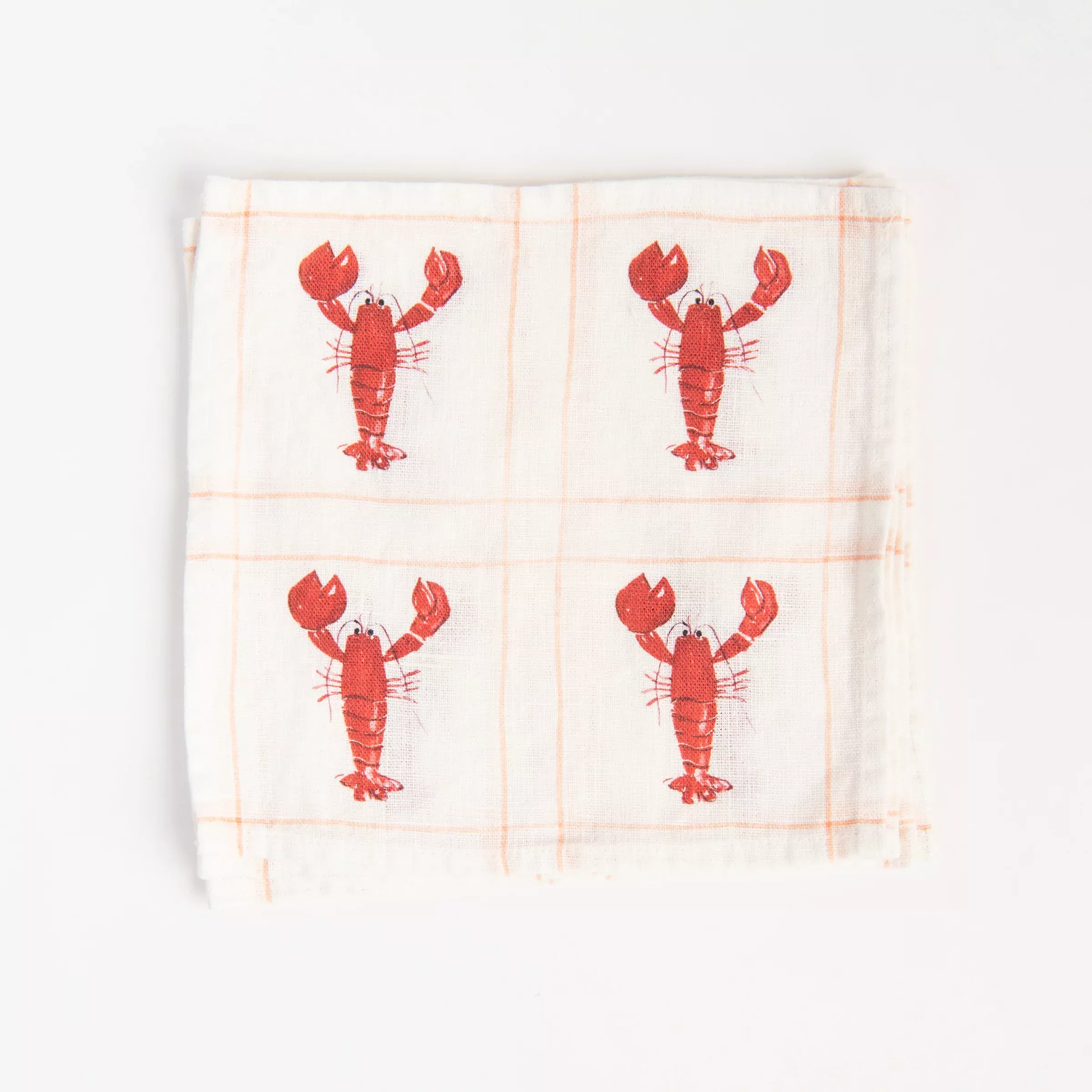 Lobster Linen Cocktail Napkins, Set of 4