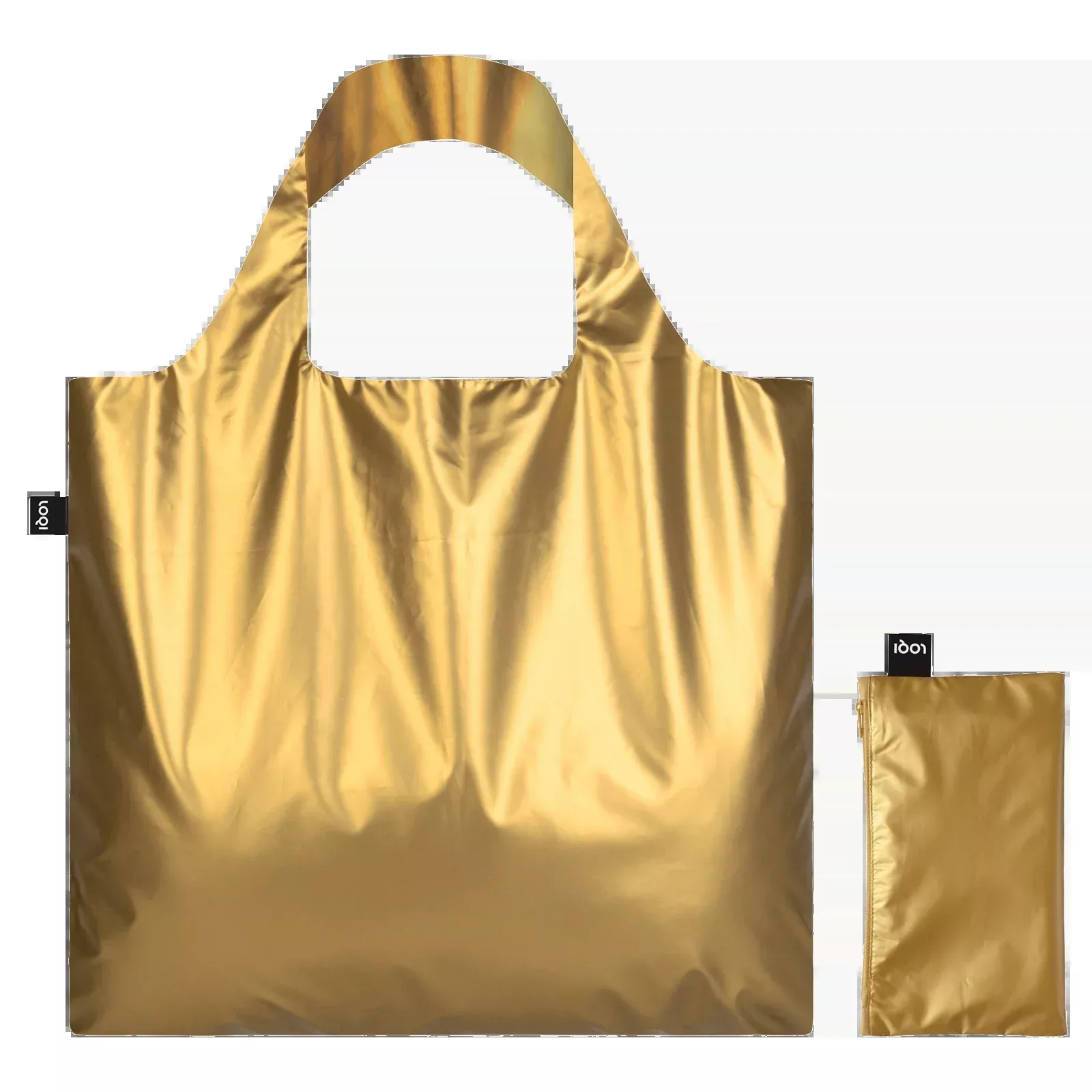 LOQI Reusable Tote Bag With Zip Pocket – Metallic Gold