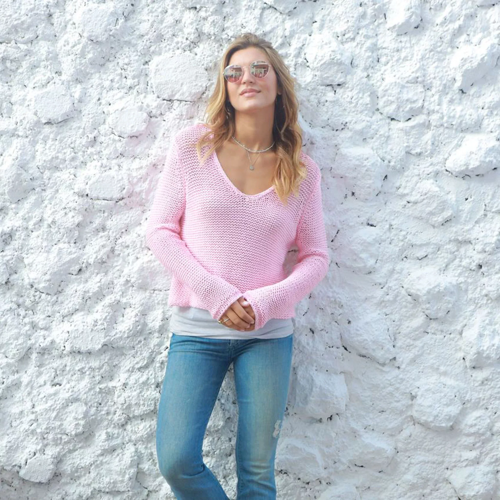 Maui Cropped Sweater in Caprice Pink