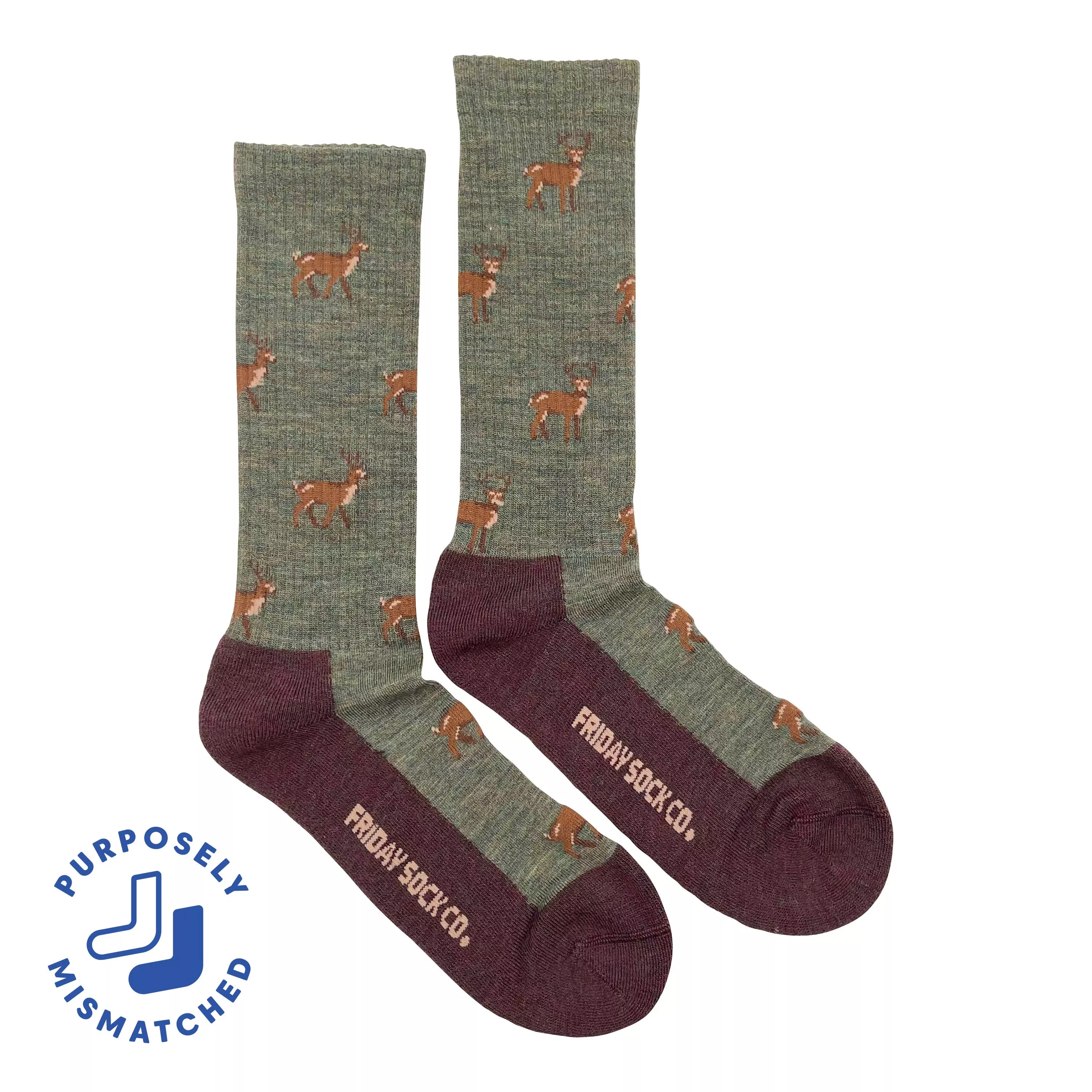 Men's Mismatched Deer Merino Wool Socks
