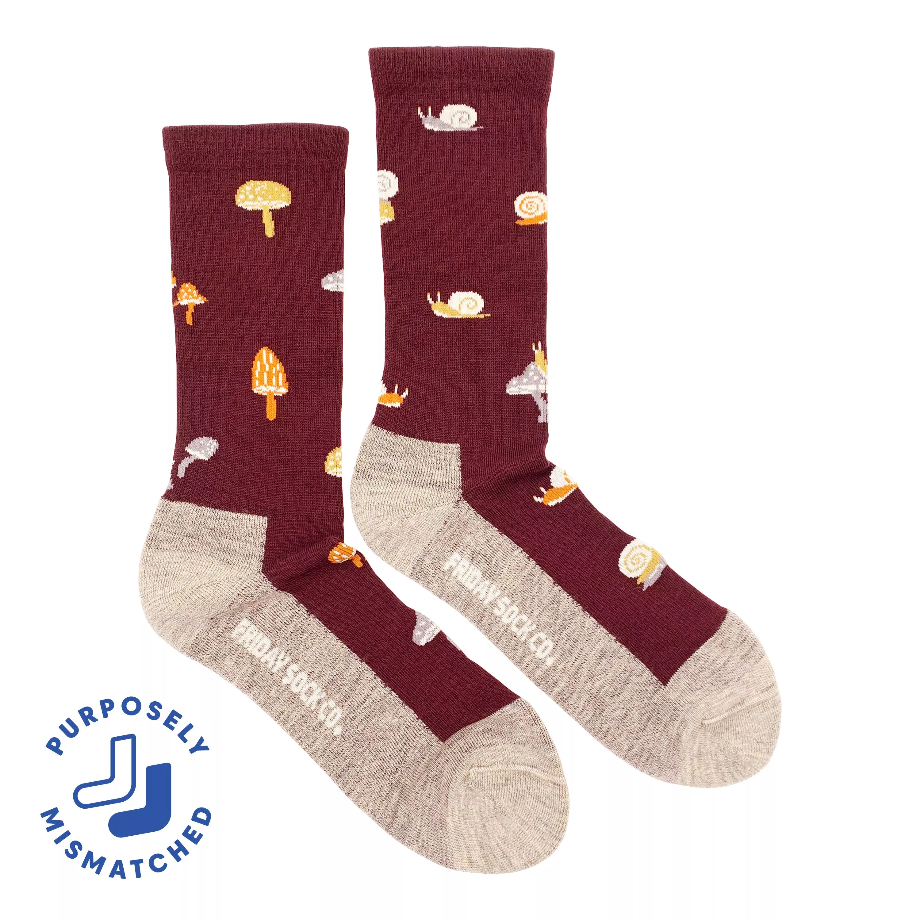 Men's Mismatched Mushroom Merino Wool Socks
